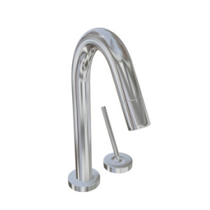 Modern faucet with chrome or stainless steel finishing, 3d illus